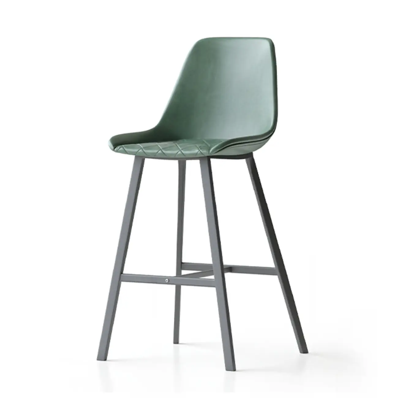 Mid-Century Modern Quilted Upholstered Leather Bar Stool Image - 11 | homeyfad