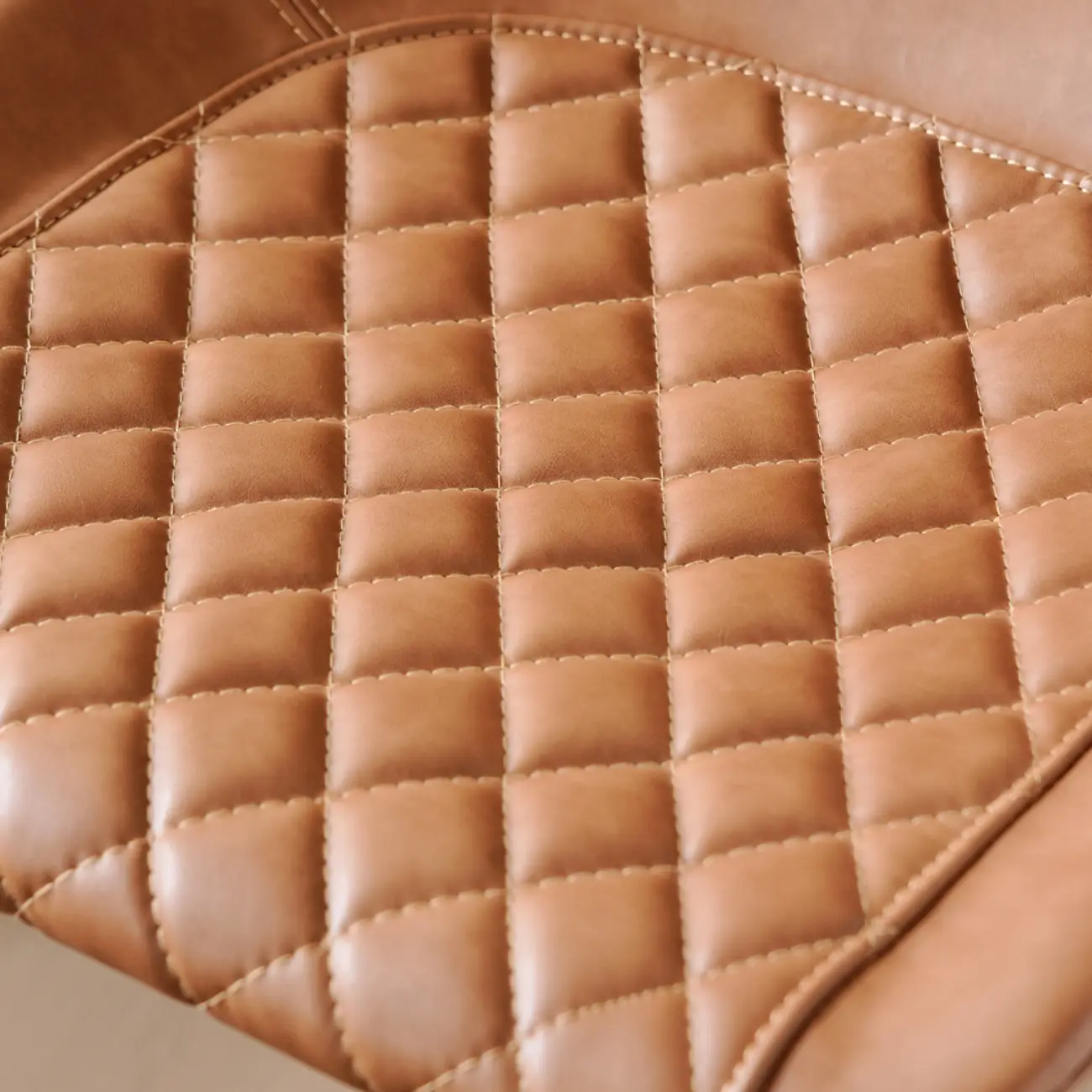 Mid-Century Modern Quilted Upholstered Leather Bar Stool Image - 5 | homeyfad