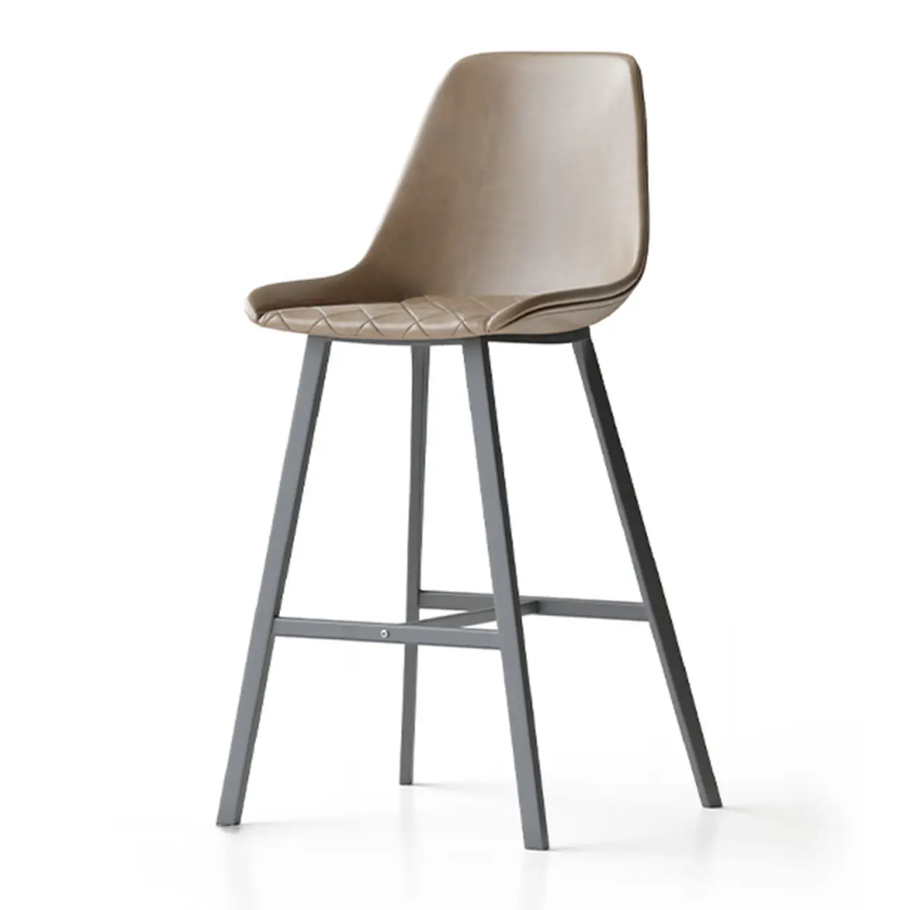 Mid-Century Modern Quilted Upholstered Leather Bar Stool Image - 13 | homeyfad