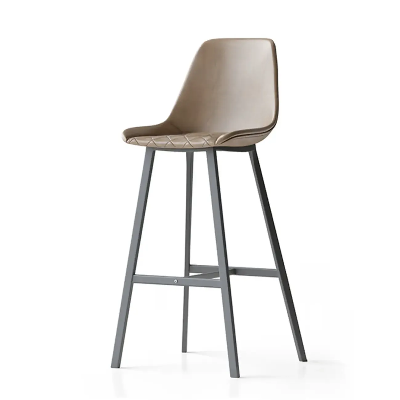 Mid-Century Modern Quilted Upholstered Leather Bar Stool Image - 14