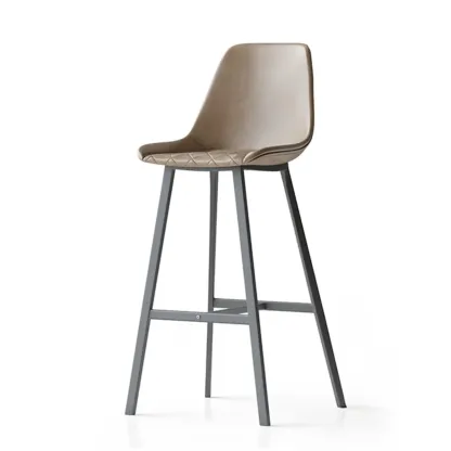 Mid-Century Modern Quilted Upholstered Leather Bar Stool Image - 14