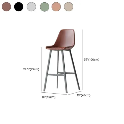 Mid-Century Modern Quilted Upholstered Leather Bar Stool Image - 8