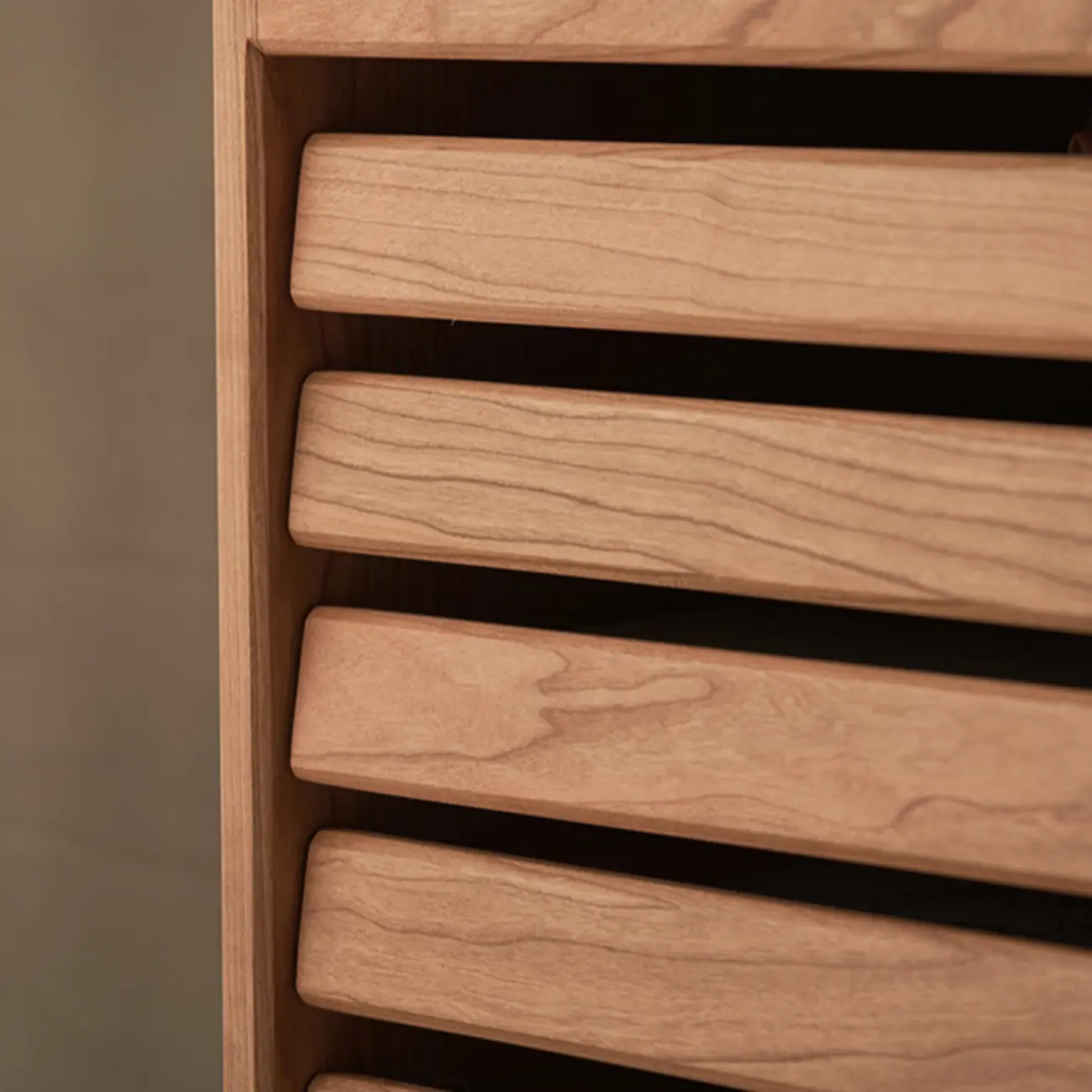 Modern Cherry Wood Rolling Side Table with Drawers Image - 9 | homeyfad