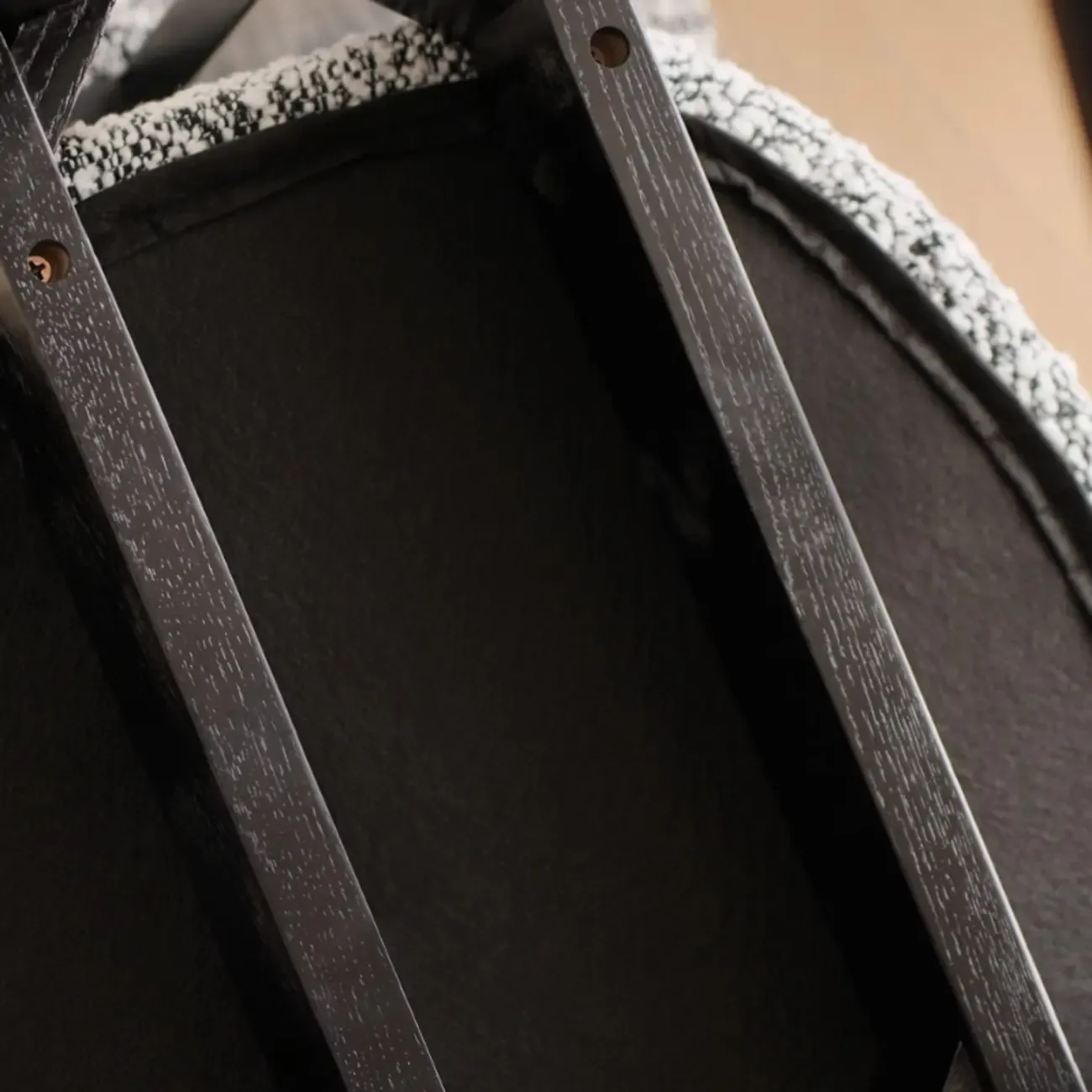 Mid-Century Modern Boucle Wood Counter Bar Stool Image - 6