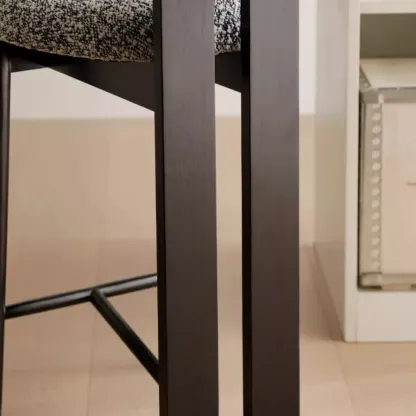 Mid-Century Modern Boucle Wood Counter Bar Stool Image - 8