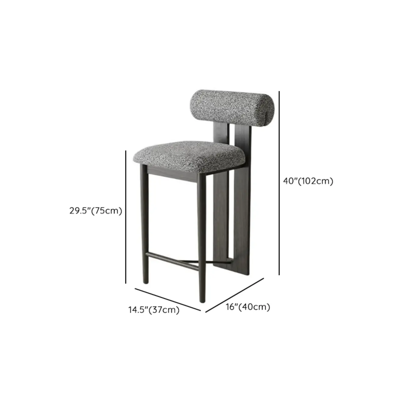 Mid-Century Modern Boucle Wood Counter Bar Stool Image - 13 | homeyfad