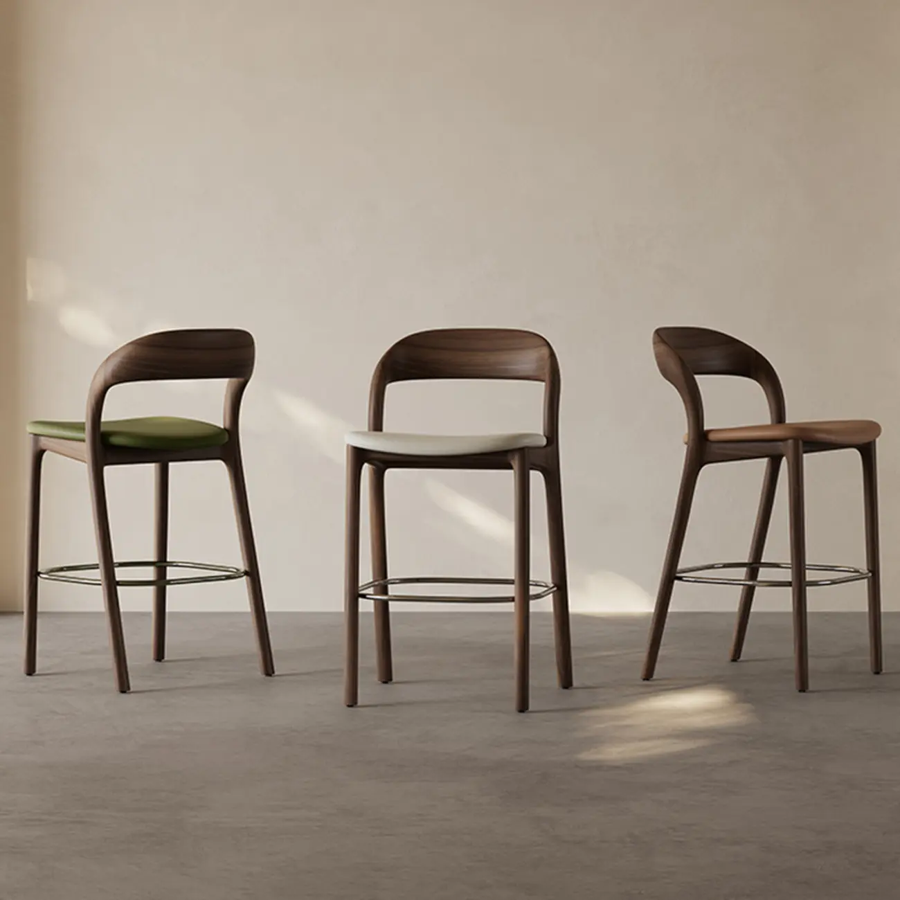 Mid-Century Modern Wood Faux Leather Bar Stool Image - 8 | homeyfad