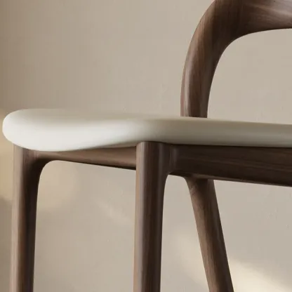 Mid-Century Modern Wood Faux Leather Bar Stool Image - 12