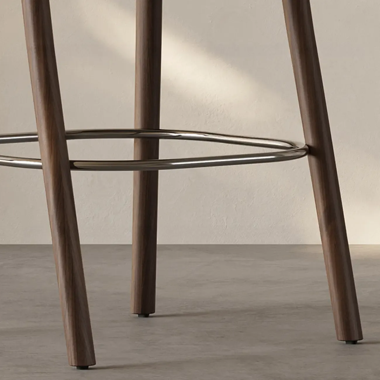 Mid-Century Modern Wood Faux Leather Bar Stool Image - 13