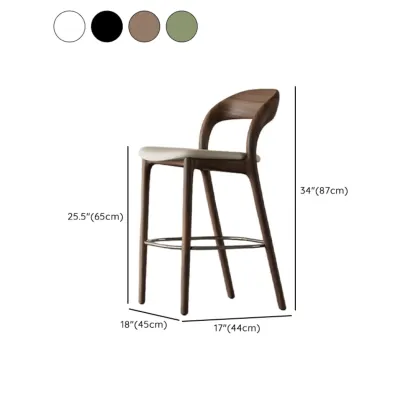 Mid-Century Modern Wood Faux Leather Bar Stool Image - 21