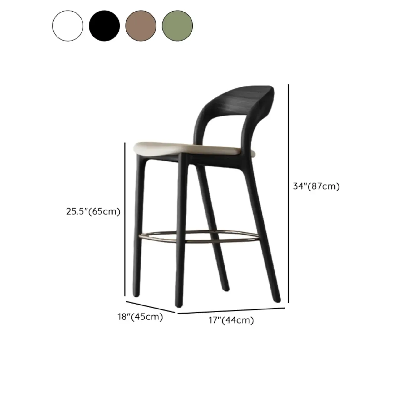 Mid-Century Modern Wood Faux Leather Bar Stool Image - 23