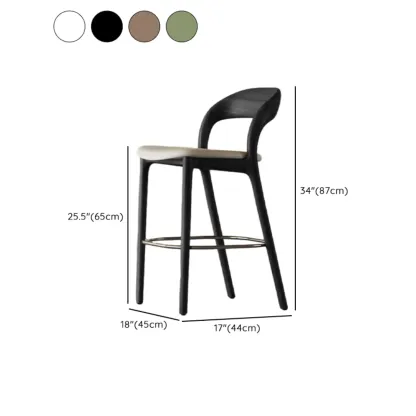 Mid-Century Modern Wood Faux Leather Bar Stool Image - 23