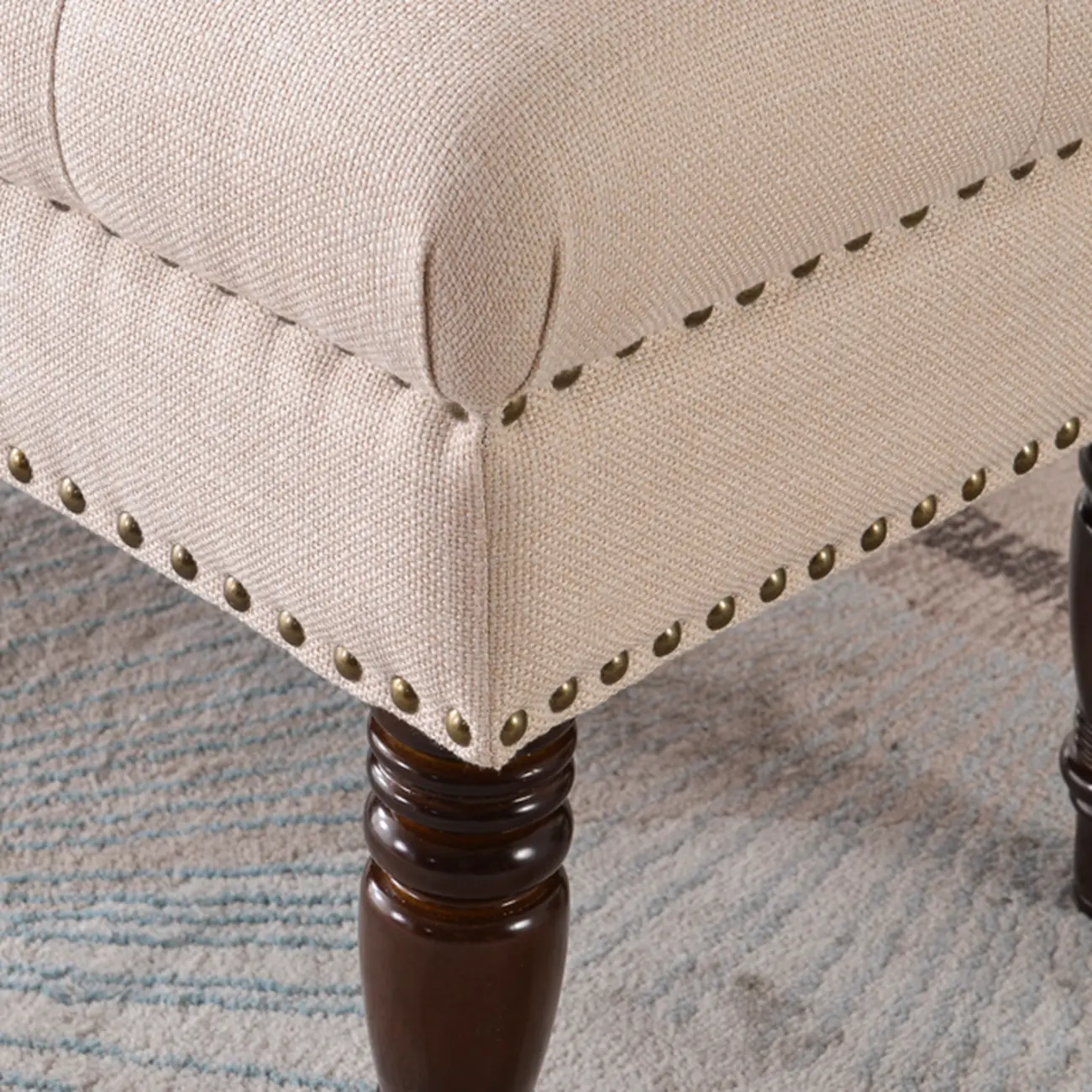 Traditional Fabric Upholstered Tufted Bedroom Bench Image - 6 | homeyfad