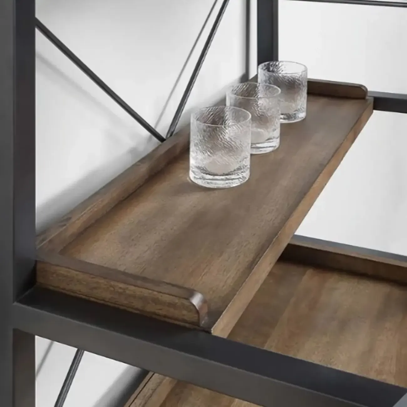 Brown Woodworking Unfixed Wine Bottle & Glass Rack, Pileable with Shelf, Stemware Organizer, and Open Wine Rack Image - 5