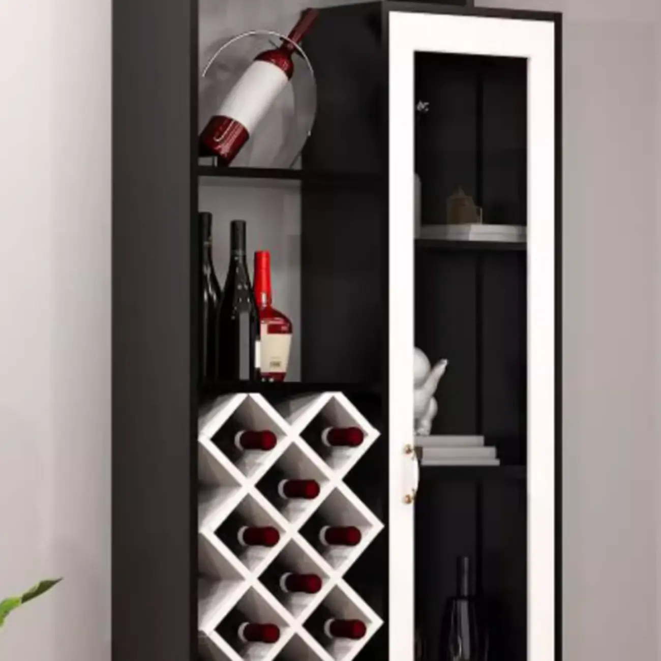 Trendy Woodworking Wine Bottle Open Glass Rack with Shelf Image - 10 | homeyfad