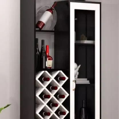 Trendy Woodworking Wine Bottle Open Glass Rack with Shelf Image - 10