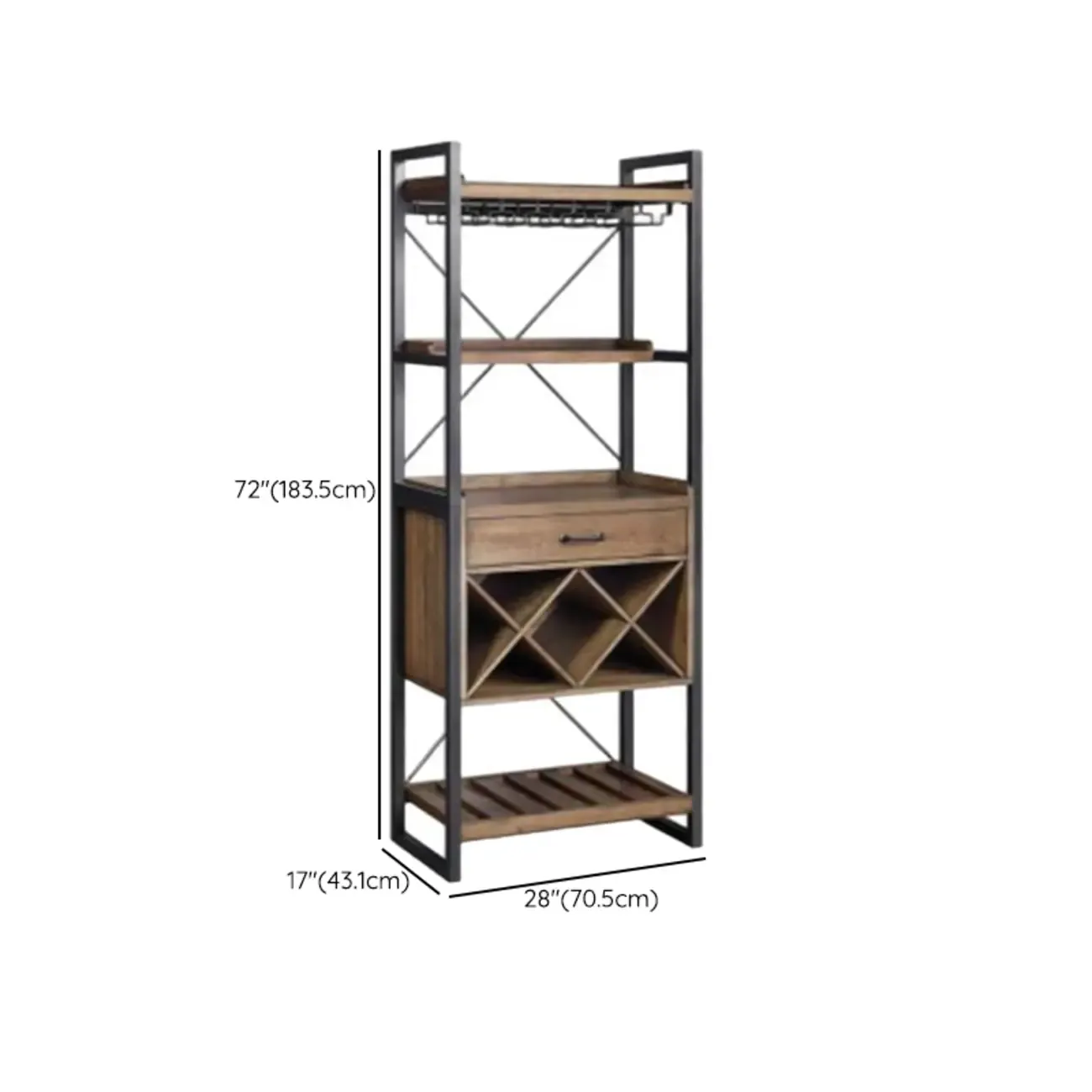 Brown Natural Wood Wine Bottle Glass Rack and Open Wine Rack #size