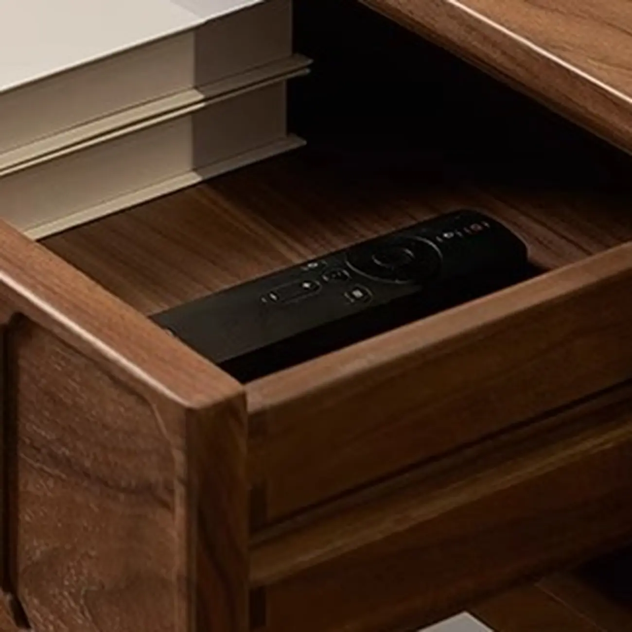 Mid-century Modern Square Walnut Wood End Table with Drawer Image - 5 | homeyfad