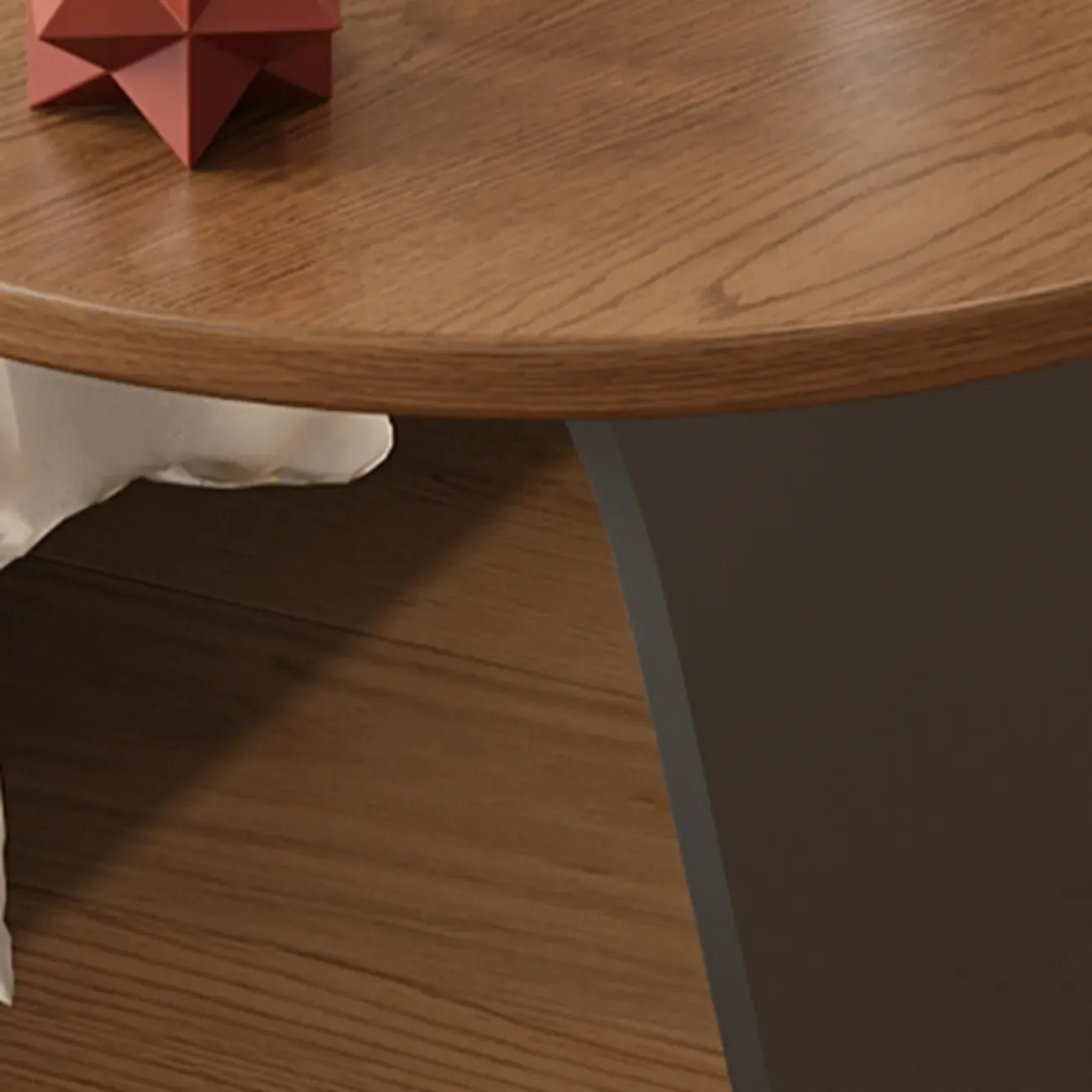 Minimalist Round Wood Top C Tables for Living Room Image - 8