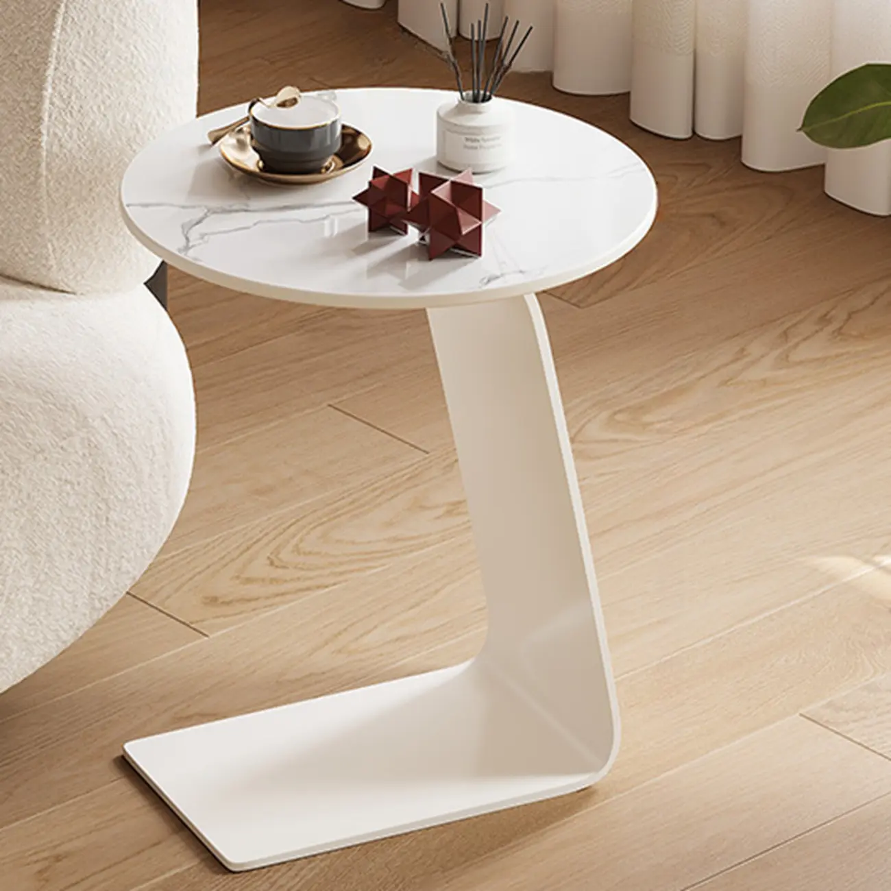 Minimalist Round Wood Top C Tables for Living Room Image - 9 | homeyfad