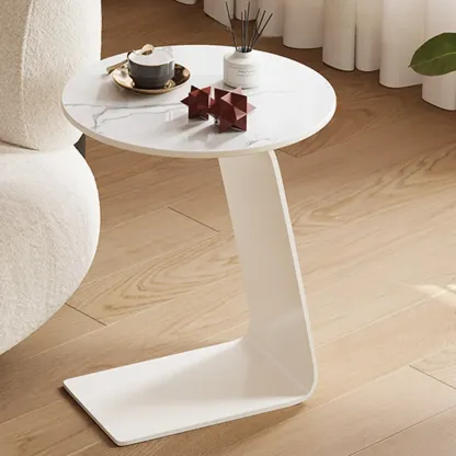 Minimalist Round Wood Top C Tables for Living Room Image - 9