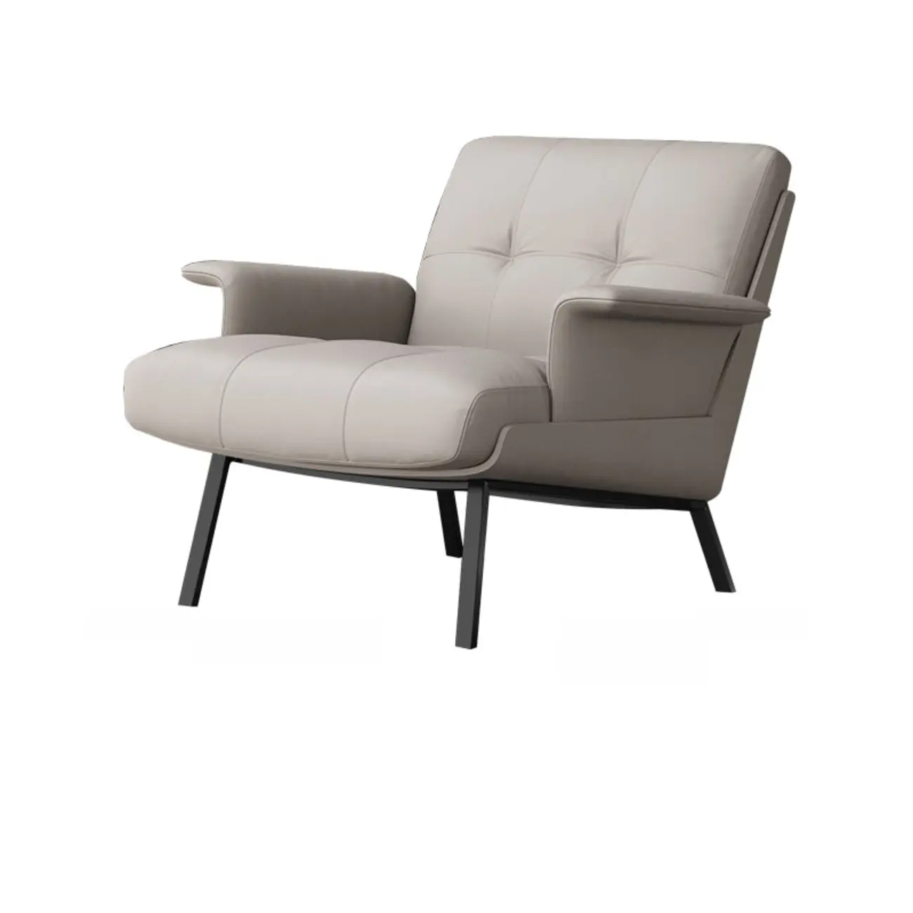 Modern Tufted Microfiber Leather Accent Chair with Arms Image - 3 | homeyfad