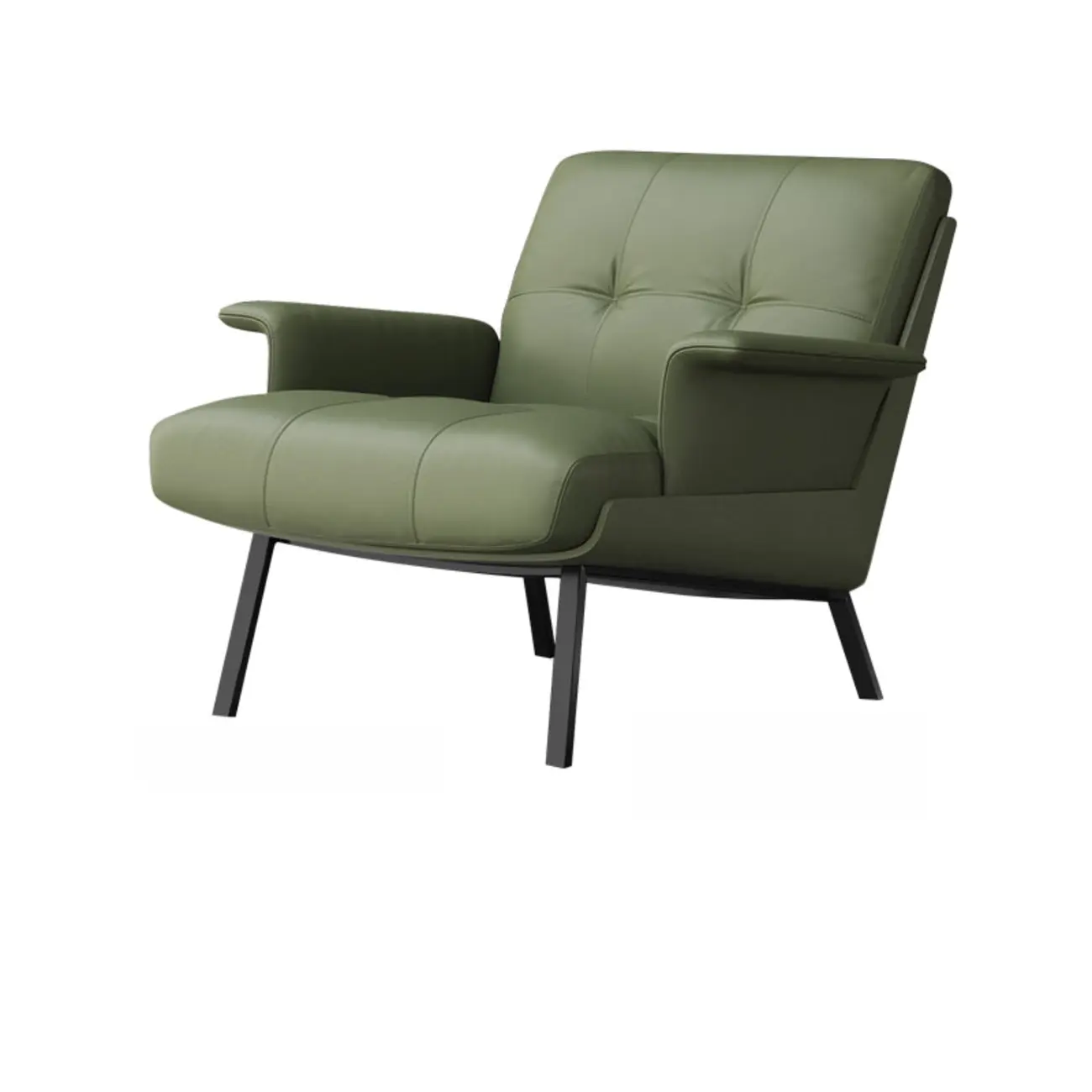 Modern Tufted Microfiber Leather Accent Chair with Arms Image - 6 | homeyfad