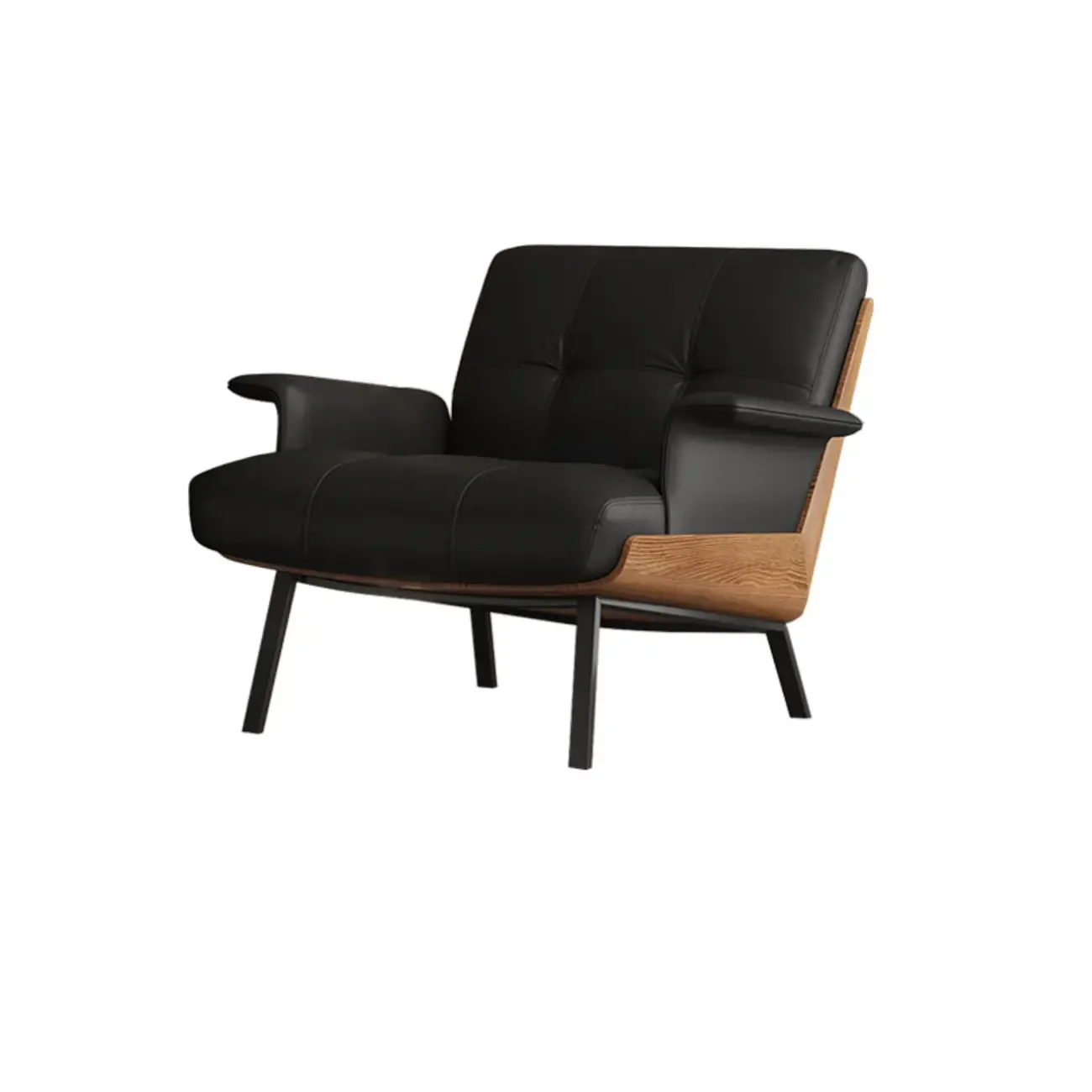 Modern Tufted Microfiber Leather Accent Chair with Arms Image - 7