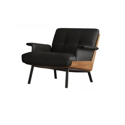 Modern Tufted Microfiber Leather Accent Chair with Arms Image - 7