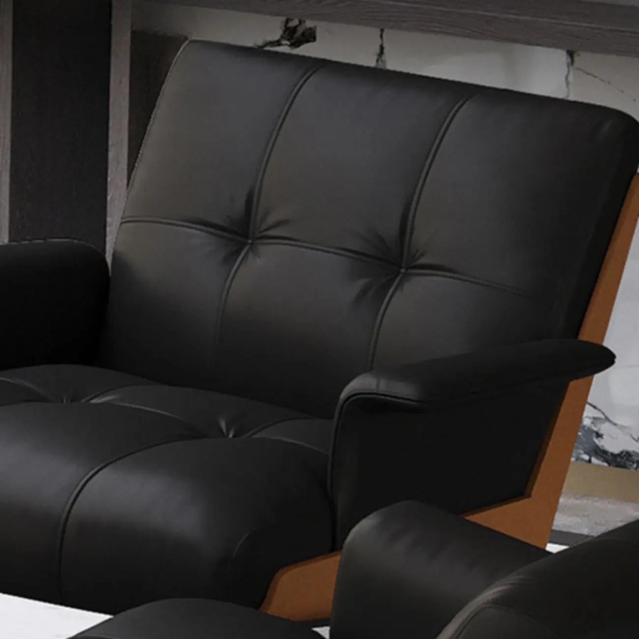 Modern Tufted Microfiber Leather Accent Chair with Arms Image - 8 | homeyfad