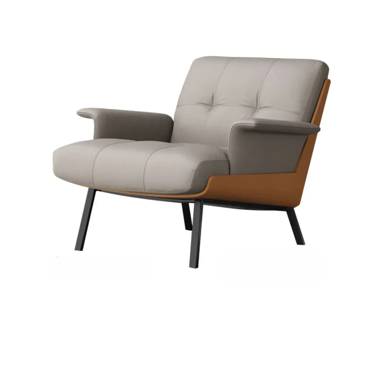 Modern Tufted Microfiber Leather Accent Chair with Arms Image - 10