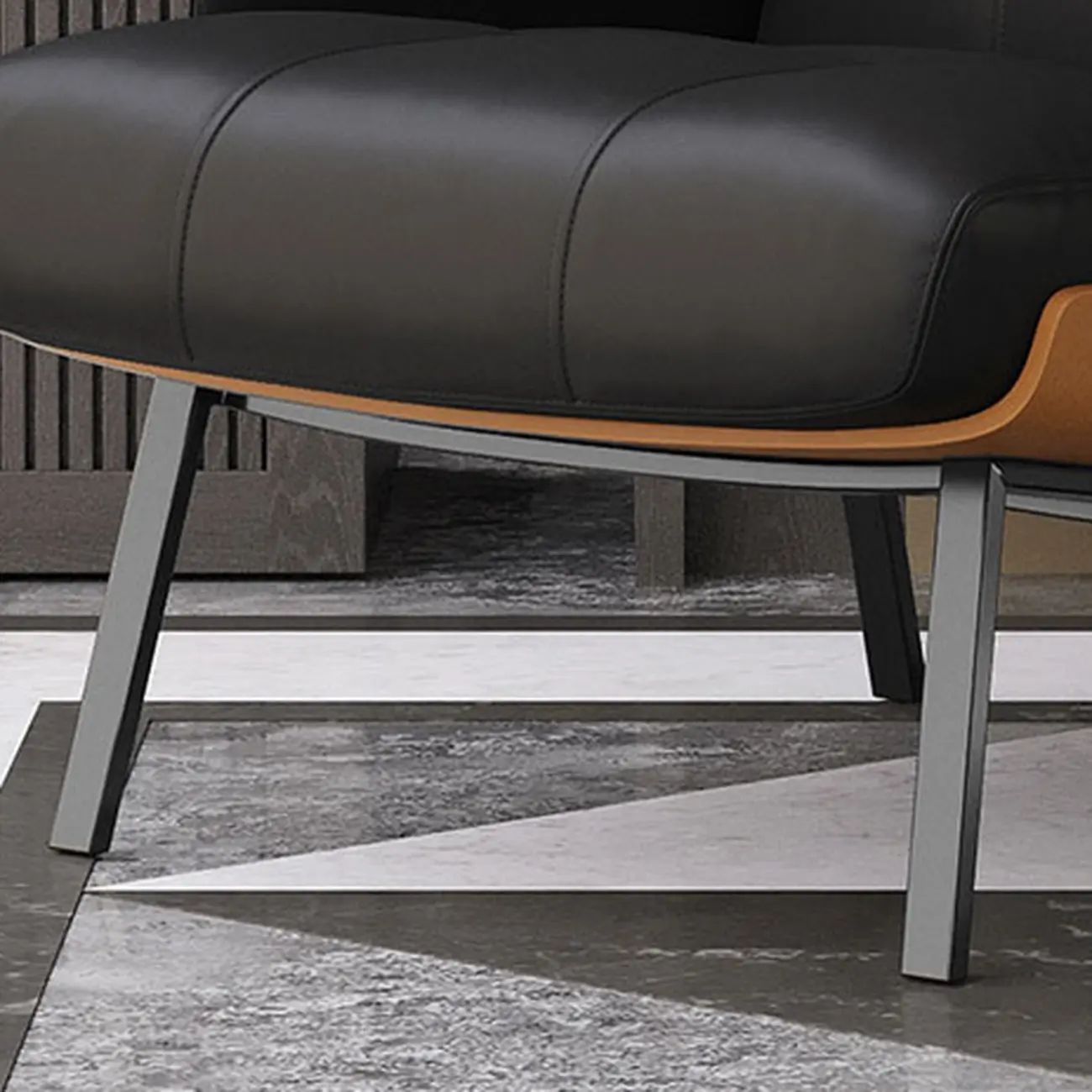 Modern Tufted Microfiber Leather Accent Chair with Arms Image - 11 | homeyfad