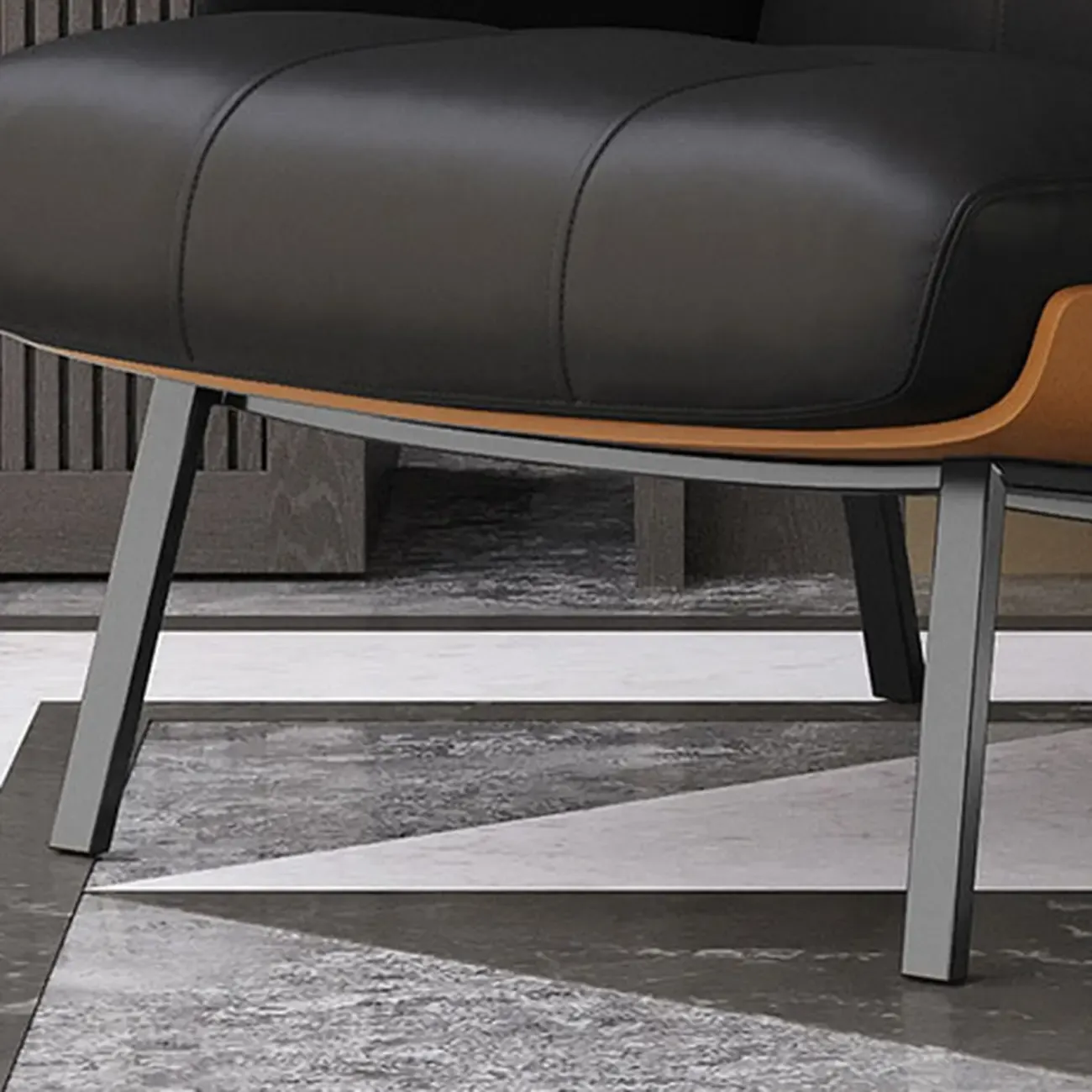 Modern Tufted Microfiber Leather Accent Chair with Arms Image - 11