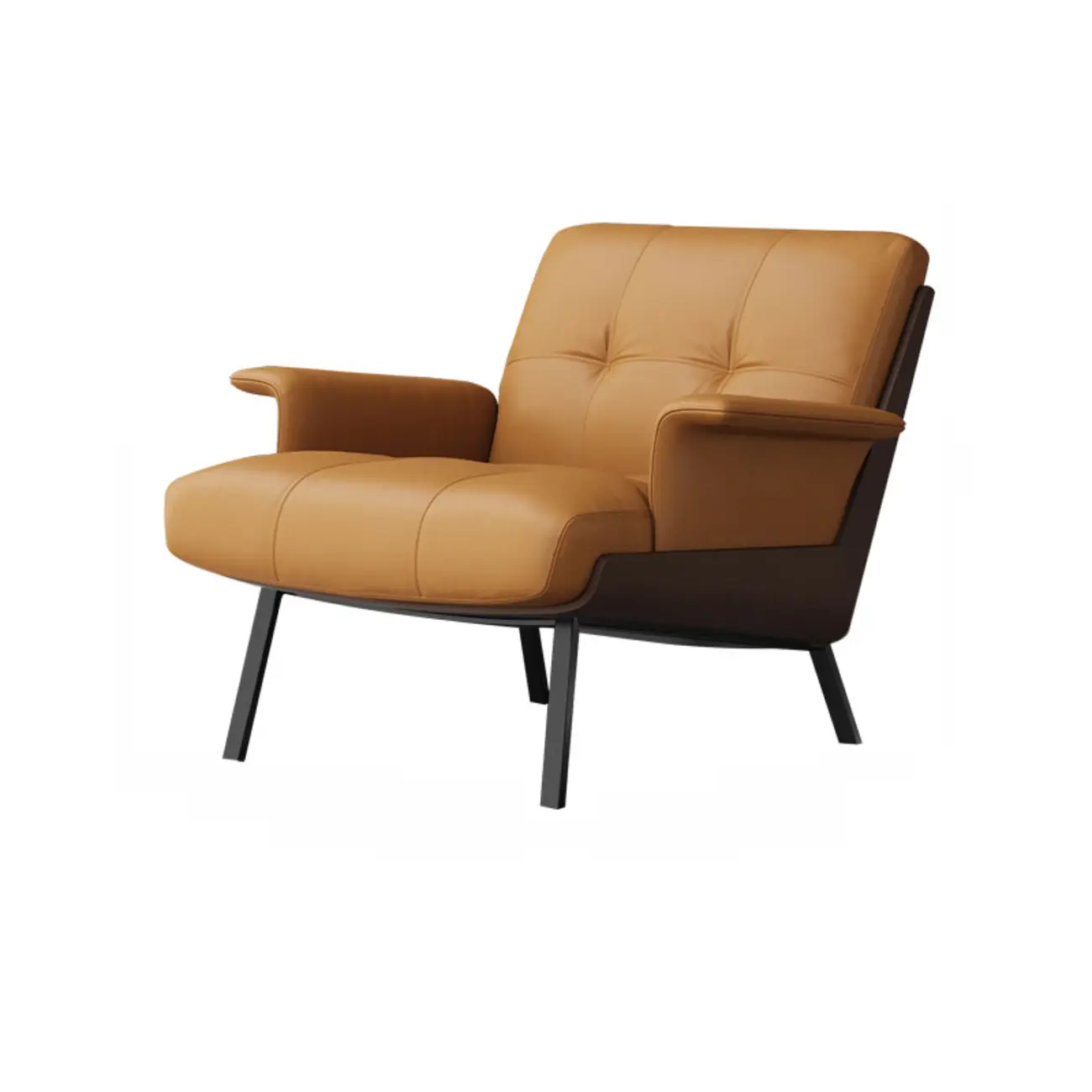 Modern Tufted Microfiber Leather Accent Chair with Arms Image - 14 | homeyfad