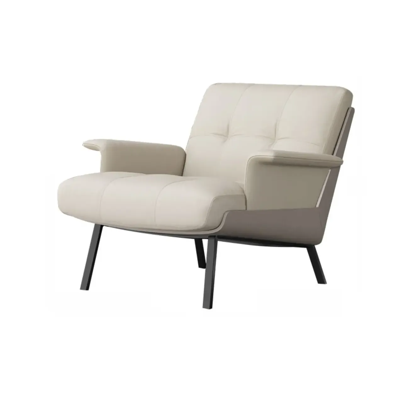 Modern Tufted Microfiber Leather Accent Chair with Arms Image - 15