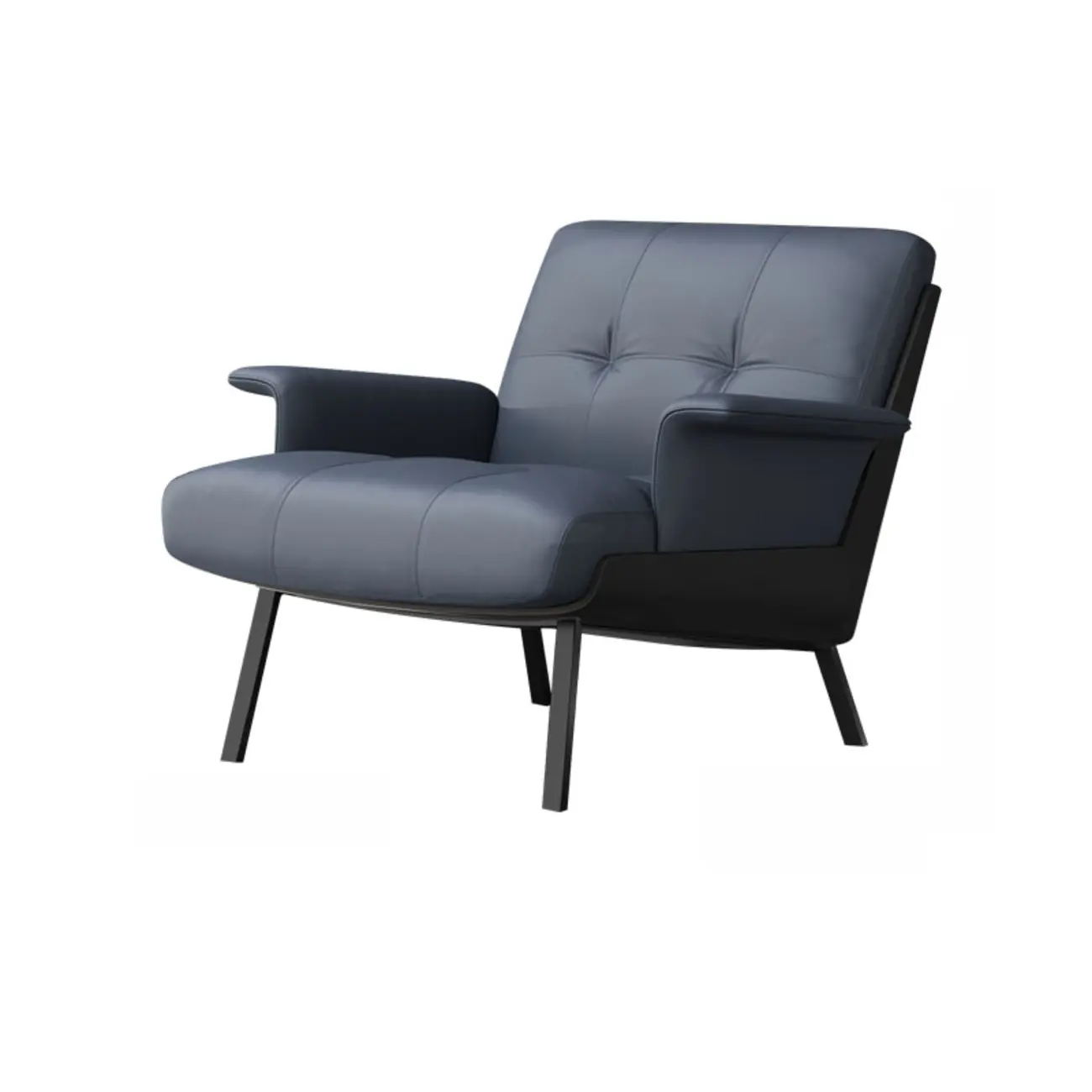 Modern Tufted Microfiber Leather Accent Chair with Arms Image - 16 | homeyfad