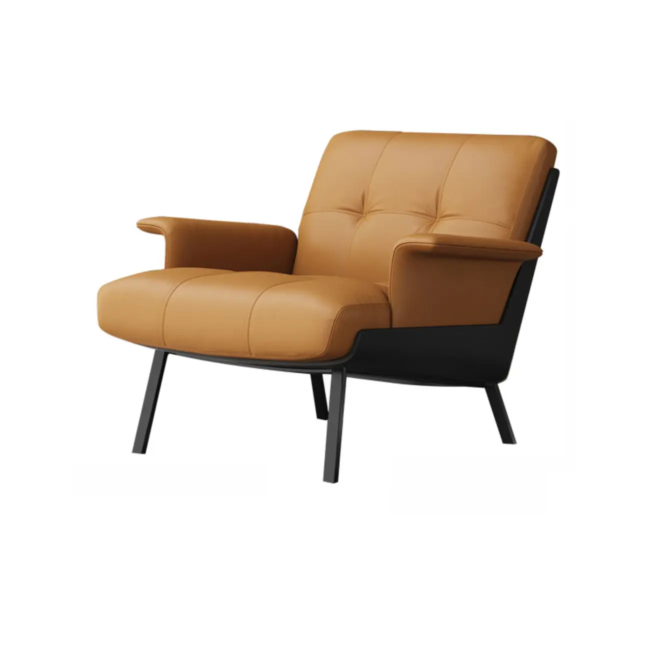 Modern Tufted Microfiber Leather Accent Chair with Arms Image - 19 | homeyfad