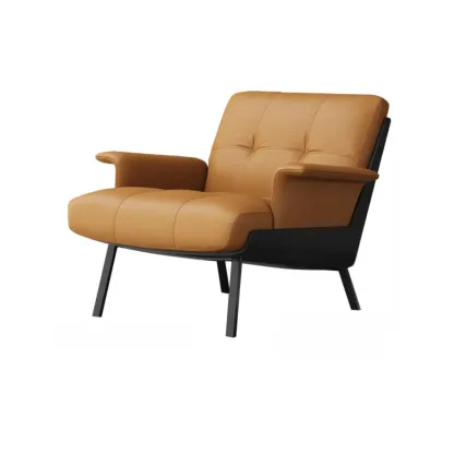 Modern Tufted Microfiber Leather Accent Chair with Arms Image - 19