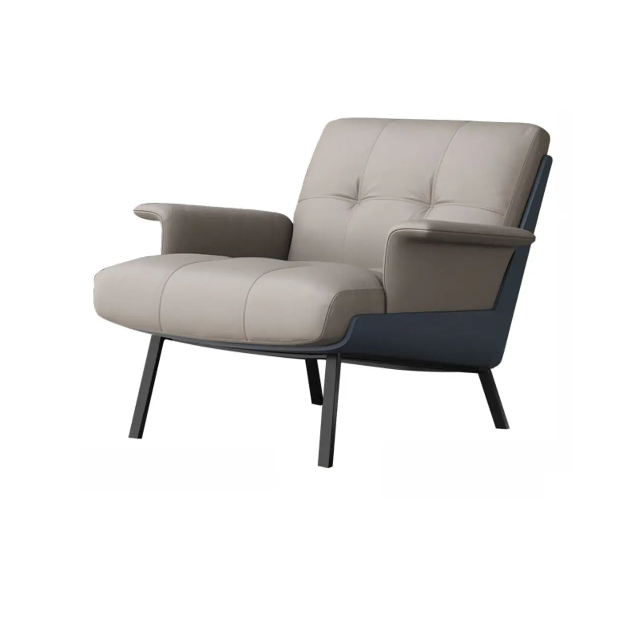 Modern Tufted Microfiber Leather Accent Chair with Arms Image - 20 | homeyfad