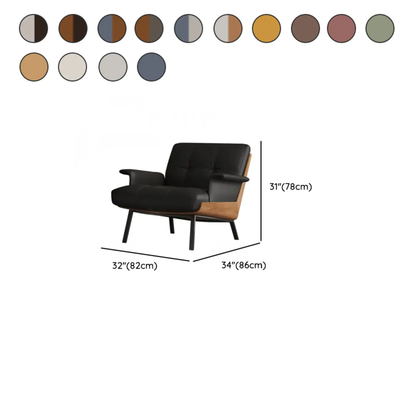 Modern Tufted Microfiber Leather Accent Chair with Arms #size | homeyfad