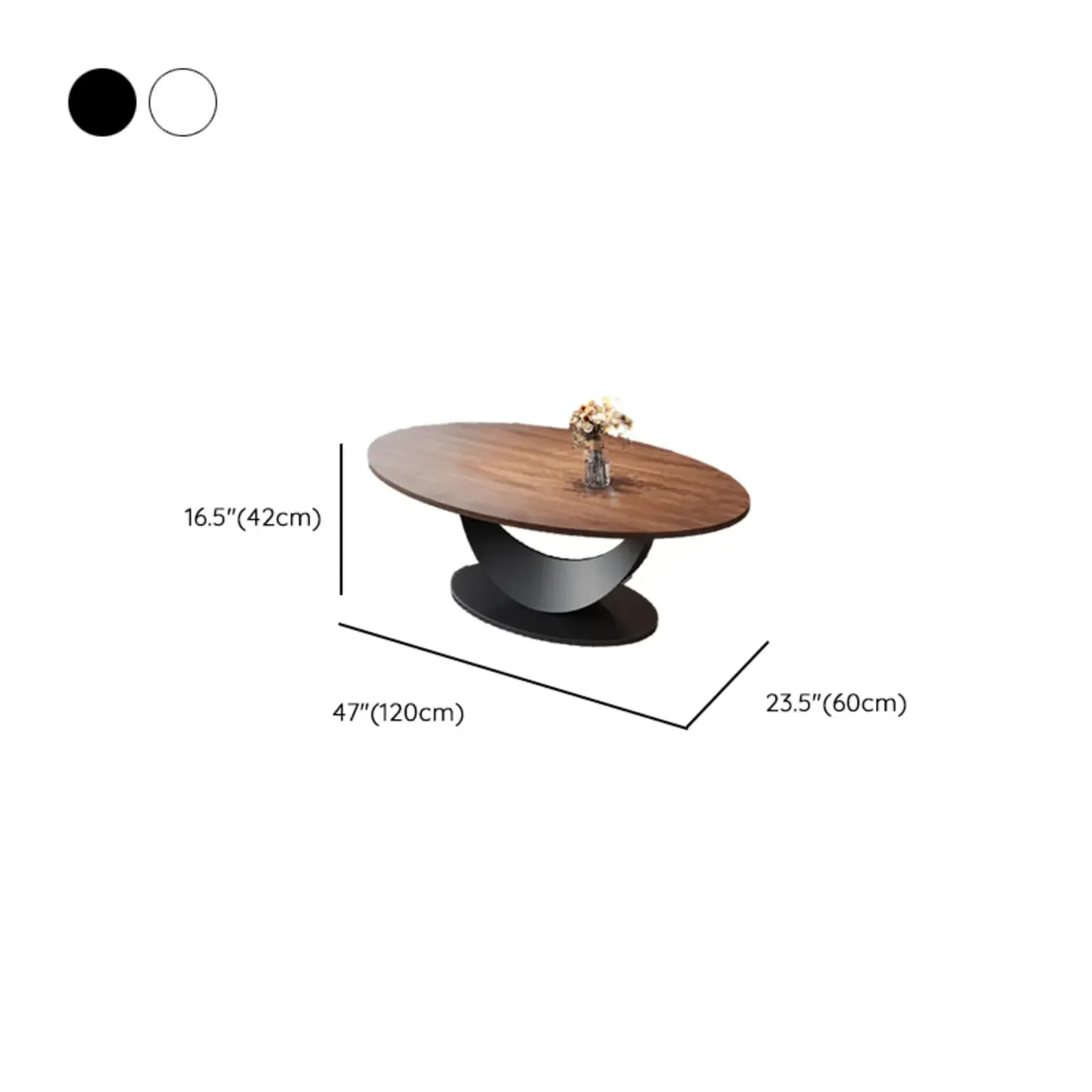 Modern Oval Pecan Wood Top Pedestal Coffee Table Image - 19