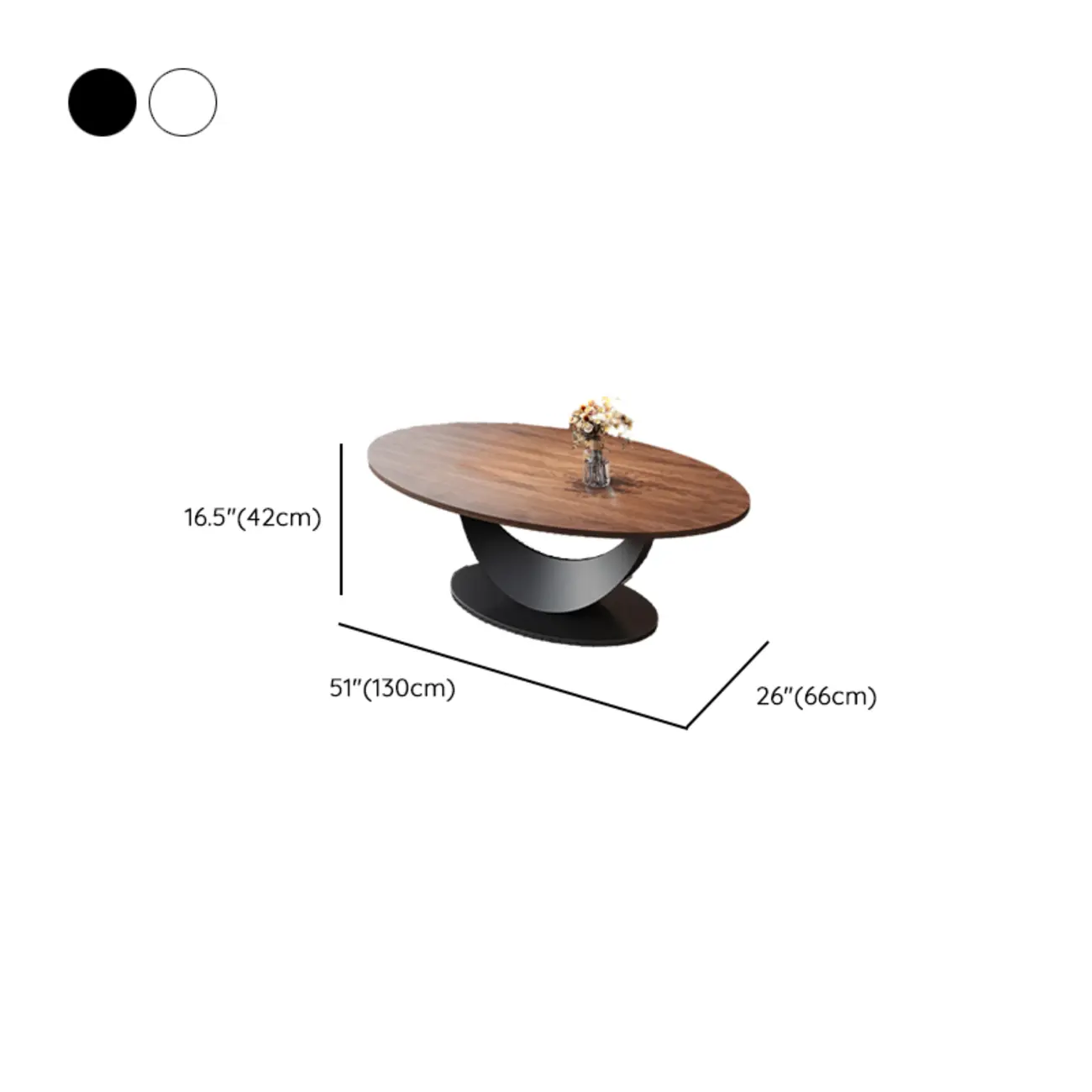 Modern Oval Pecan Wood Top Pedestal Coffee Table Image - 20 | homeyfad