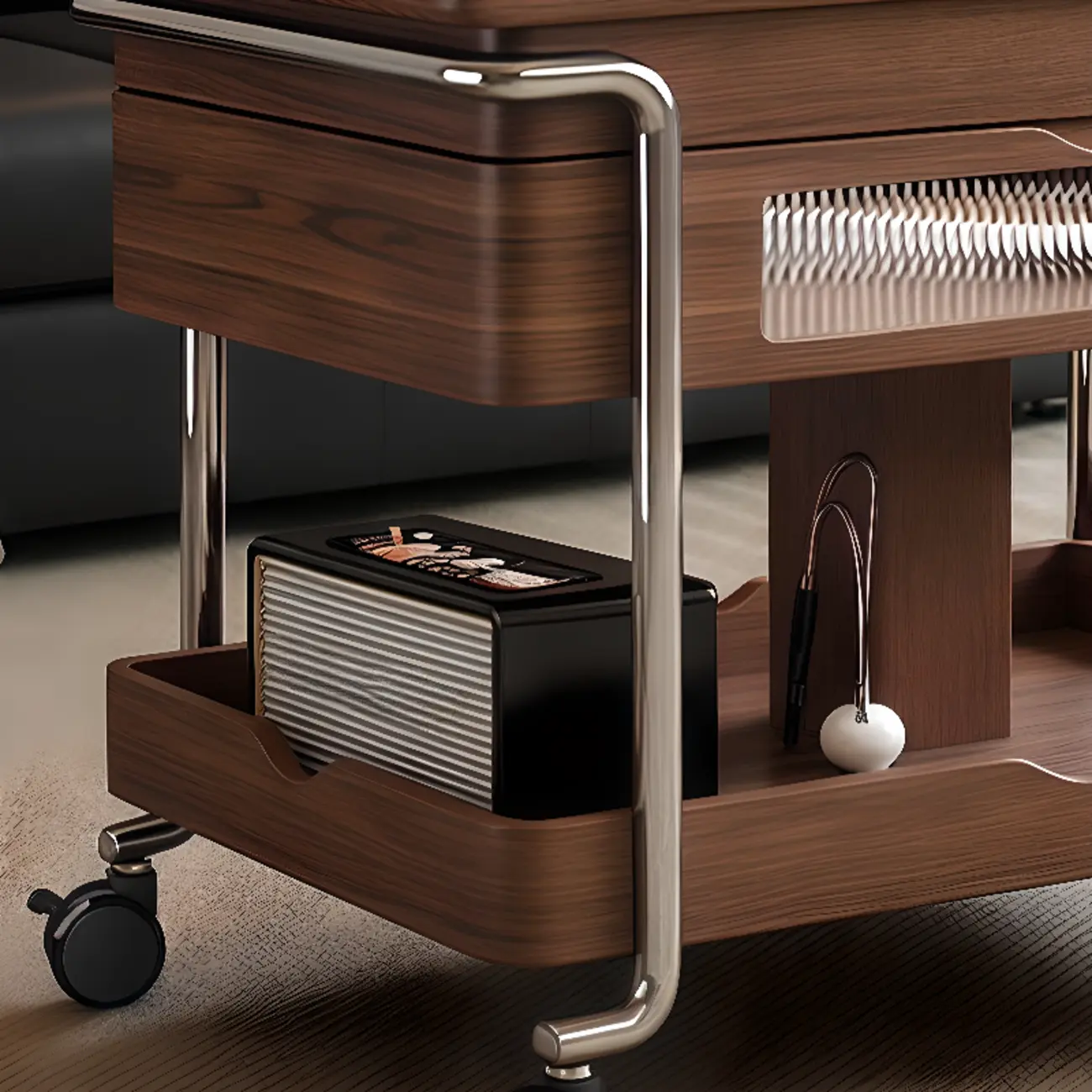 Functional Wooden Lift Top Rolling Coffee Table With Drawer Image - 6 | homeyfad