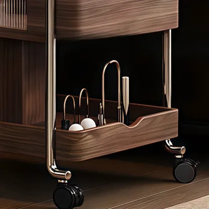 Functional Wooden Lift Top Rolling Coffee Table With Drawer Image - 7