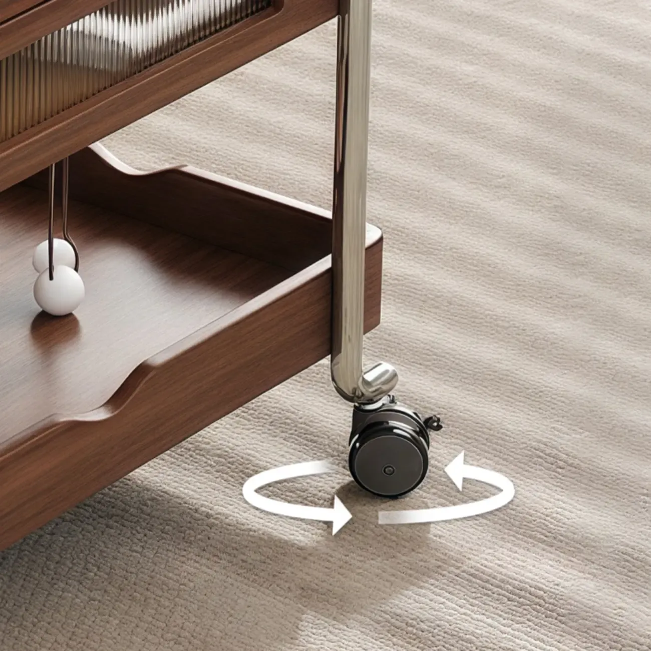 Functional Wooden Lift Top Rolling Coffee Table With Drawer Image - 8