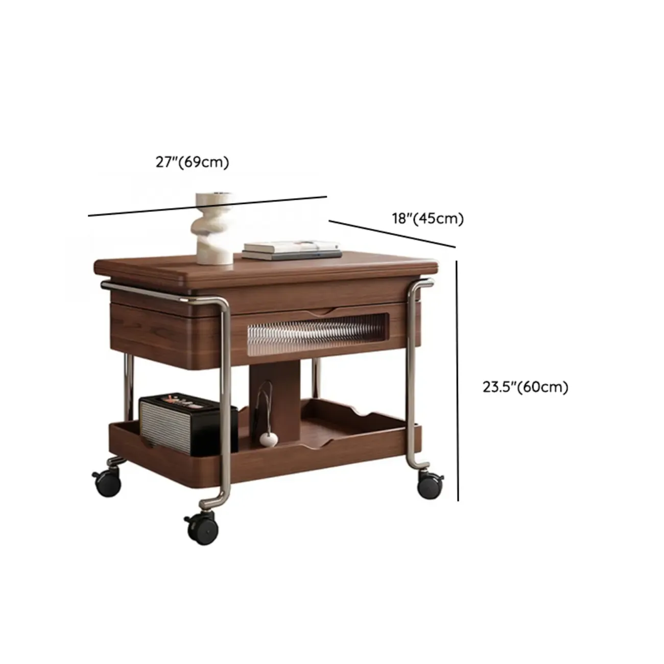 Functional Wooden Lift Top Rolling Coffee Table With Drawer #size