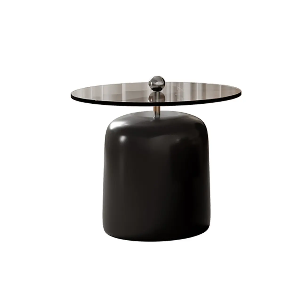 Round Modern Wood Metal Sledge Base Coffee Table With Drawer Image - 7 | homeyfad