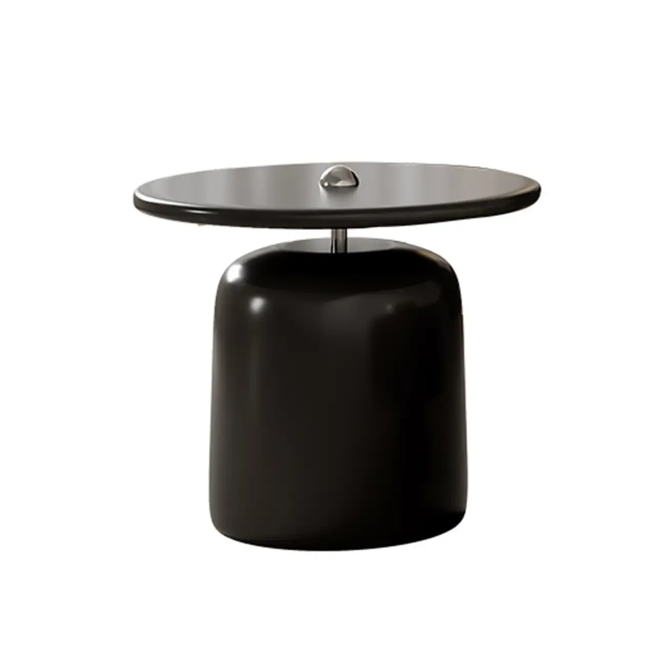 Round Modern Wood Metal Sledge Base Coffee Table With Drawer Image - 9