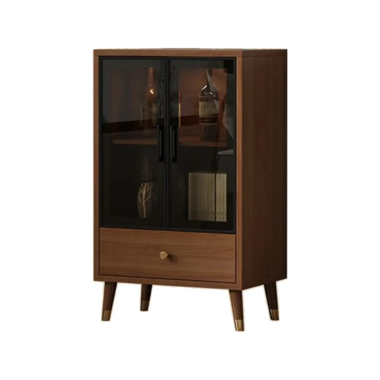 Mid-century Modern Freestanding Wood Wine Cabinet with Drawers | HomeyFad