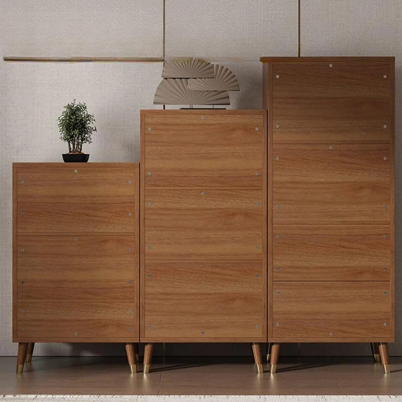 Unfixed Design Glass Doors Wine Cabinet with Shelf and Compartment Image - 7 | homeyfad